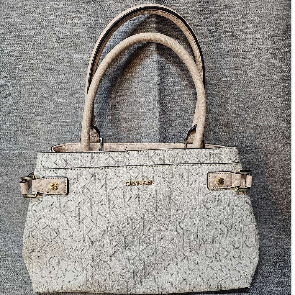 Authentic Calvin Klein Taupe/Tan/Beige Signature Satchel H7DDJ6XG